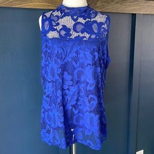 INC royal blue lace tank top with liner. Size extra large